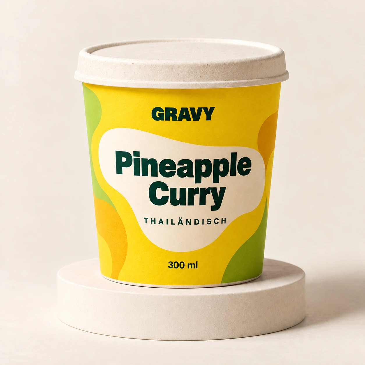 GRAVY Pineapple Curry – biologisch abbaubarer Becher mit Deckel, 300 ml Sauce