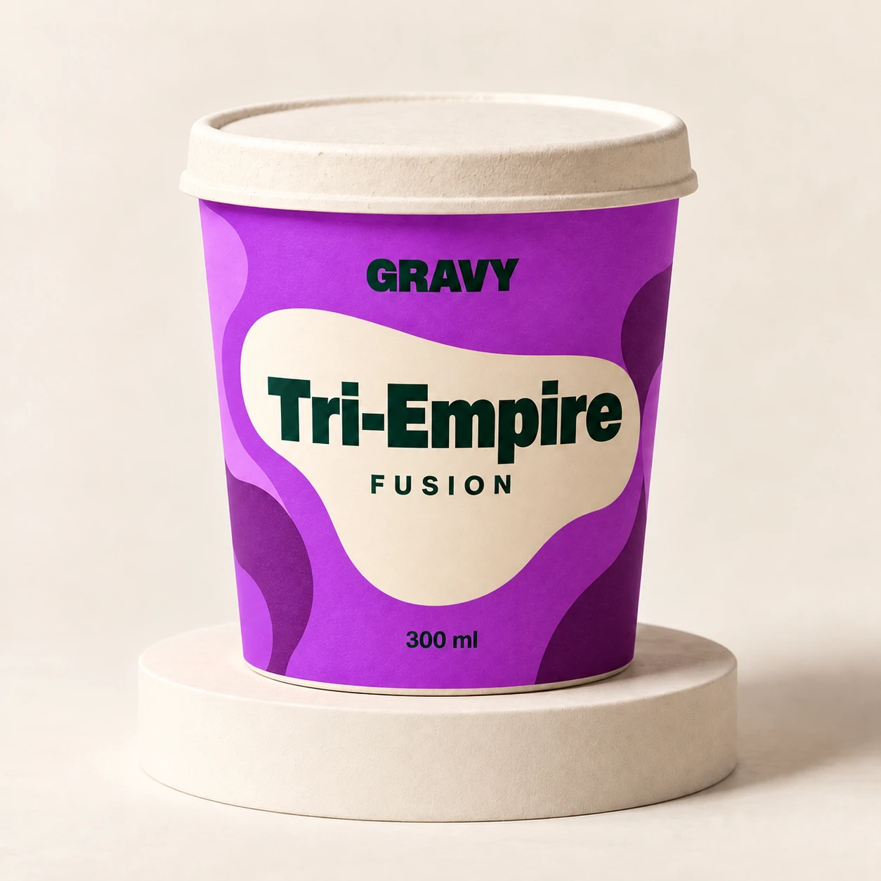 GRAVY Tri-Empire – biologisch abbaubarer Becher mit Deckel, 300 ml Sauce